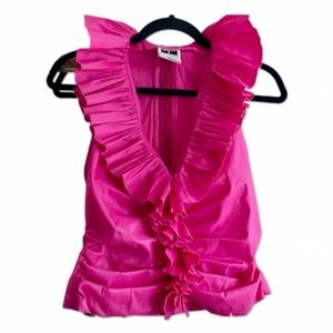 Tadashi Shoji Neiman Marcus Vintage Pink Ruffle Top | Size 8
